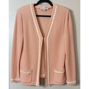 VINTAGE ST JOHN JACKET 10 PINK PEACH BLAZER KNIT WOOL BLEND VINTAGE PREPPY GIRLY